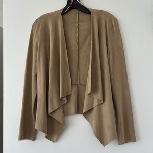 ZARA Tan Suede Drape Cardigan
